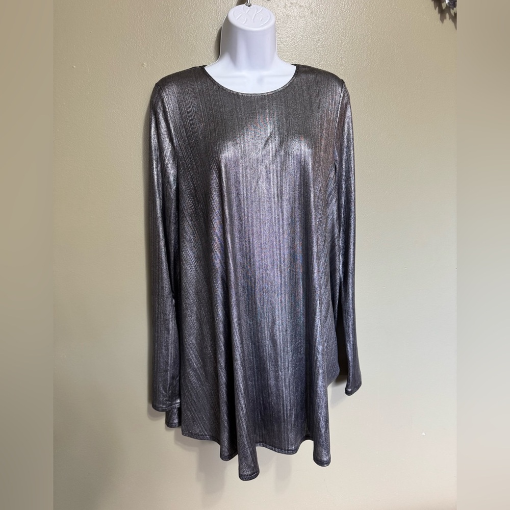 Show Me Your MuMu Tyler Tunic Metallic Silver Long Sleeve Dress Women’s, Size M